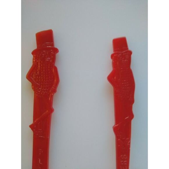 Mr Peanut Planters Nuts Red Spreader & Nut Spoon Original Plastic 1950s Vintage - Picture 5 of 11